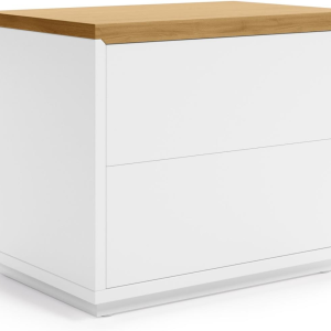 Sengebord Kave Home Abilen Moderne nordisk med hvid skuffe & egetræsplade H44ÃB36ÃL53 cm